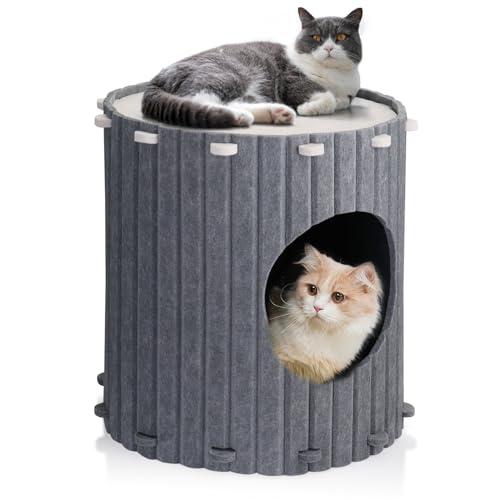 Fzaqwen Cuccia per Gatti da Interno - Cuccia per Gatti Coperta e Mobili con Tappetino antigraffio Rifugio per Gatti Pieghevole per Gattini di Piccoli Animali Domestici