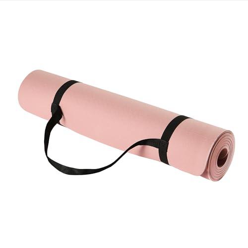 Amazon Basics Tappetino per fitness e yoga con tracolla, in TPE spesso 0.6 cm, Rosa