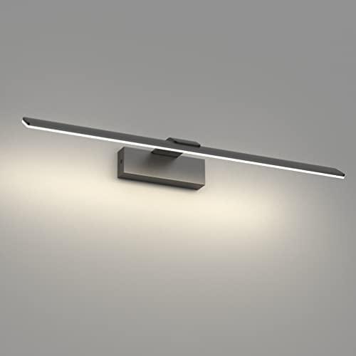 Klighten Luce Specchio Bagno Led 60cm, 18W 1600 Lumen, Impermeabile IP44 Lampada da Specchio Bagno, Applique Bagno Specchio Moderno, Bianco Naturale 4500K, Nero