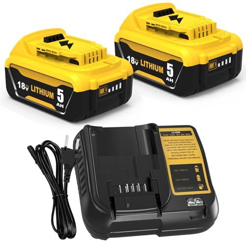 2pcs 5.0Ah DCB200 per Dewalt Batteria 18V + 1pcs DCB107 3A caricabatterie per Dewalt 10.8V- 18V DCB200-2 DCB204 DCB120 DCB127