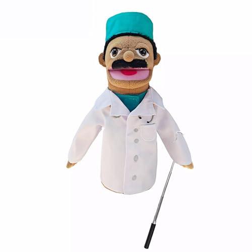 LOMTRATS Burattini teatrali per bambini,include insegnante,poliziotto,pirata,detective,ecc.con bocche aperte mobili,perfetti per raccontare storie,insegnare,regali per festival,1 pezzo con joystick