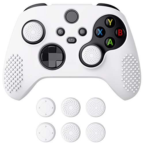 eXtremeRate PlayVital Cover Skin per Xbox Series X S Controller Joystick Custodia Protettiva Silicone Gomma Antiscivolo con 6 Copri Levette Analogiche(3D Borchiate Edizione)-Bianco