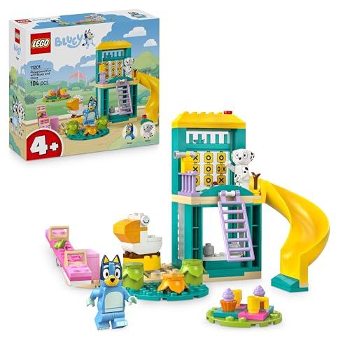LEGO Bluey: Parco Giochi con Bluey e Chloe - Gioco per Bambine e Bambini da 4 Anni con 2 Minifigure, Saliscendi, Scivolo, Struttura per Arrampicata e 3 Piante - Regalo per i Fan della Serie TV - 11201