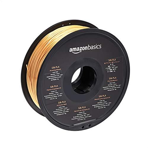 Amazon Basics Filamento in PLA effetto seta per stampante 3D, 1.75 mm, in bobina da 1 kg, Oro