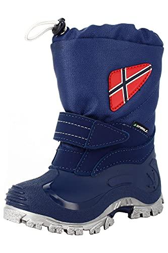 Spirale Morten, Stivali da Neve Unisex per Bambini, Impermeabili all'Acqua, Suola Antiscivolo in Gomma, Calda Fodera, Blu, 35 EU