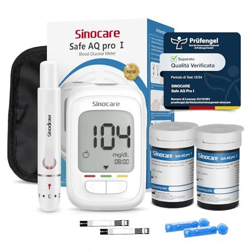 Sinocare Safe AQ pro I Misuratore Glicemia Glucometro Diabete Test Kit Test rapidi Dieci volte più accurati Allarme Intelligente per il Chetone nel Sangue con 50 Strisce e 50 Lancatte