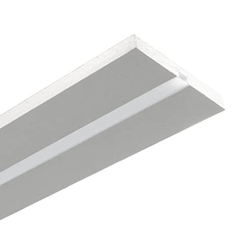 Eurekaled - Profilo LED con cartongesso 2mt - Integrato in lastra di cartongesso di spessore 12,5mm - Supporto per strip led - Struttura pronta da incasso - con copertura opaca - A scomparsa