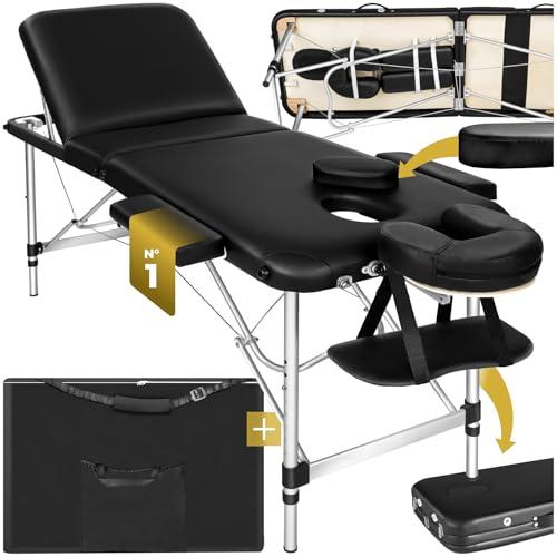 TecTake® Lettino Massaggio Portatile, Letto Pieghevole Massaggi a 3 Zone, Lettino Massaggio Professionale, Lettino da Massaggio con Borsa Trasporto Inclusa – Larghezza senza braccioli: 61 cm, Nero