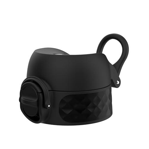 Ion8 Coperchio di ricambio per borraccia 350ml / 400ml / 500ml / 600ml, Prova di perdite, Senza BPA, Piccolo, NeroNero