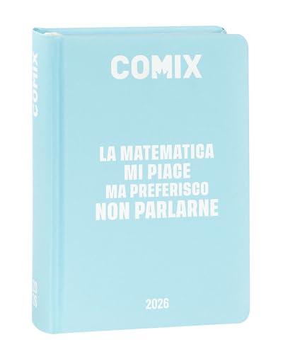 COMIX - Diario Giornaliero 16 Mesi, Diario Scuola 2025-2026, con Copertina Rigida, Ideale per la Scuola Media e Superiore, 13x17.8h cm, Azzurro