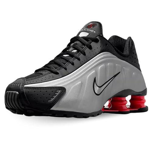 NIKE Shox R4, Sneaker Donna, Black/Metallic Silver/Lt Crims, 42.5 EU