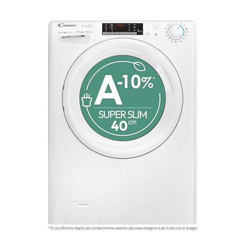 Candy Smart Pro Inverter Lavasciuga Slim 6+4 Kg, Libera Installazione, 1400 Giri, Classe A-20%, Programmi Rapidi, Connessa, App hOn, AxLxP 85x60x45, Bianca - COW 4644TWM61-S