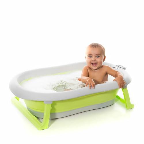 InnovaGoods Vasca Neonati 0-2 Anni Pieghevole, Ergonomica, Cuscino Galleggiante, Termometro, Supporto Doccia, 2 Altezze, Portatile - Polipropilene Multicolore