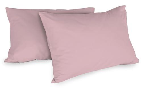 Zer0bed, Coppia Di Federe In Cotone 52x80 CM, Rosa, Set Di 2, Tinta Unita, 100 Percento Cotone, Cusino Letto, Chiusura A Busta