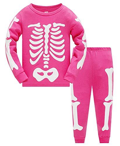 TEDD Pigiama Ragazza Halloween 100% Cotone Lungo Biancheria da Notte Vestiti Bambina Invernale Due Pezzi Impostato Natale Regalo per Bambini 2-3 Anni