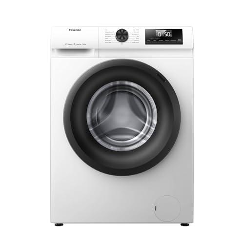 Hisense WF1Q1041BW - Lavatrice, classe A, 10 kg, 1400 giri/min, altezza 84,5 cm x larghezza 59,5 cm, colore bianco, funzione vapore 99,9%, lavaggio rapido +, lavaggio automatico, finitura differita,