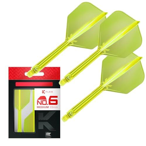 Target Darts K Flex Alette e Aste per Freccette Integrate, No.6 Giallo (Medio) | Confezione da 3 K-Flex - No.6, Kflex Aletta e Asta per Freccette Stampate in Un Unico Pezzo