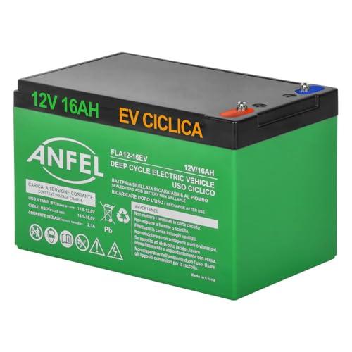 Batteria 12V 16Ah CICLICA Ricaricabile AGM Deep Cycle Solare Camper Barca Nautica UPS Sicurezza Veicoli Elettrici Impianti fotovoltaici SCARICA LENTA 6-DZM 6FM
