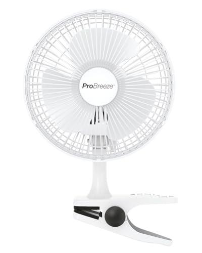 Pro Breeze Mini Ventilatore Professionale con Clip I Piccolo Ventilatore Elettrico con Funzionamento Ultra-Silenzioso e 2 Impostazioni di Velocità I 15W. Per Casa, Letto, Ufficio e Scrivania
