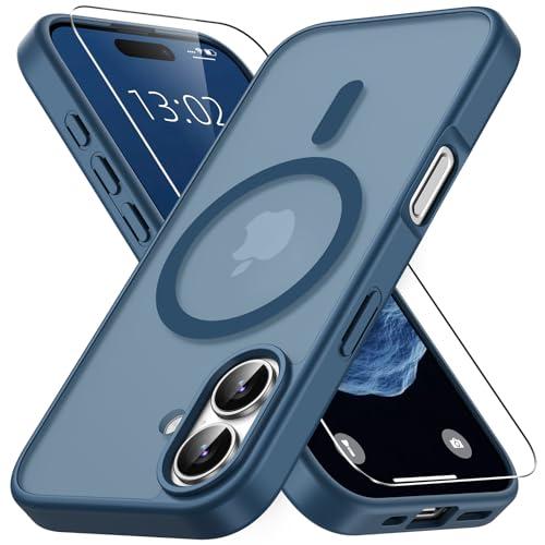 Vansdon Cover Magnetica per iPhone 17 con 1 Pezzi Vetro Temperato, Compatibile con Magsafe, Protezione anticaduta di livello militare, Custodia Traslucida Opaca Sottile Antiurto-Blu Profondo