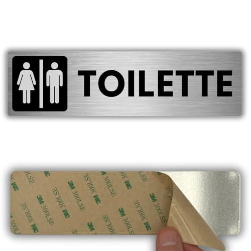 LEIASA | Segnale adesivo Bagno Uomo Donna - 5x18 cm - Spessore 0,8 mm - Alluminio - Cartello Servizi Condivisi - Segno Bagno Unisex - Cartello adesivo 3M - Servizi Uomo Donna