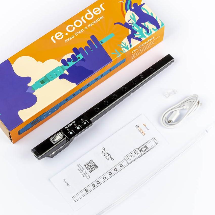 ARTinoise re.corder, flauto ibrido acustico digitale e controller MIDI wireless, App mobile 32 timbri, spartiti e esercizi su basi musicali, diteggiature personalizzabili, 4 modalità di riproduzione