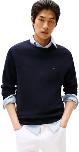 Tommy Hilfiger Uomo Pullover Essential Cotton Crew Neck in Cotone, Blu (Desert Sky), S