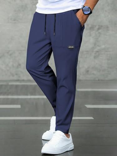 Pantaloni da Allenamento Atletici da Uomo con Elastico in Vita Traspirante per sessioni dinamiche in Palestra, Blu, L