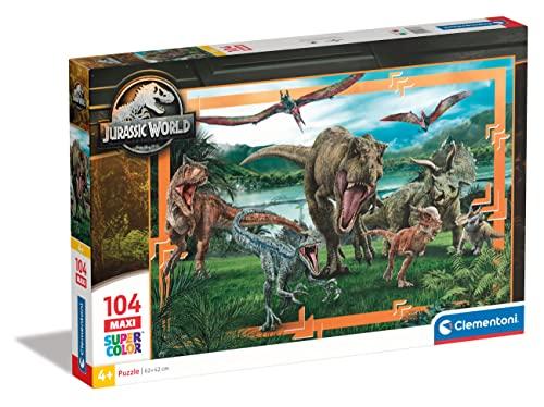 Clementoni - 23770 - Supercolor Puzzle - Jurassic World - 104 Pezzi - Puzzle Bambini 4 Anni, Puzzle Cartoni Animati - Made In Italy