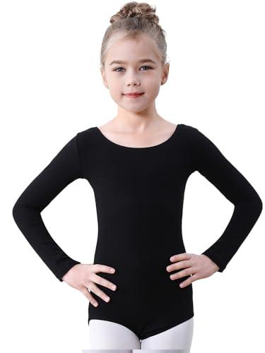 Soudittur Body Danza Classica per Bambina Maniche Lunghe Cotone Body Ginnastica Artistica Balletto Body per Ragazze e Donne 110-170 (Nero, 170)