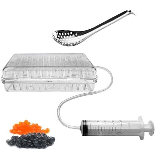 Set completo di caviale molecolare per gastronomia, scatola sferica con tubo, siringa, cucchiaio, crea 96 palline di caviale, ideale per l'arte culinaria