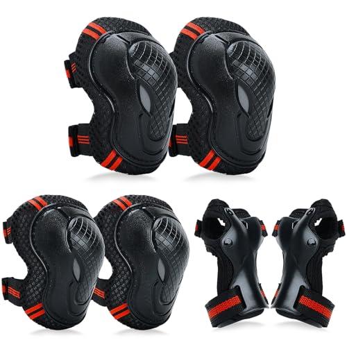 YooxArmor Set di Protezioni per Bambini da 3 a 8 Anni, Ginocchiere, Gomitiere, Polsiere Regolabili per Pattini a Rotelle, BMX, Bici,Ciclismo,Skateboard,Pattini in linea,Monopattini[6 Pezzi]