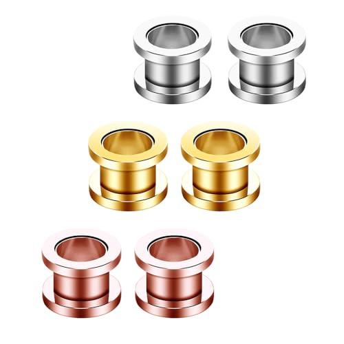 Decentraland 12 pezzi, 6 colori, acciaio inox 316L, misuratori auricolari, tunnel, orecchie, chiusura a vite, gioielli, 10mm(00g), Acciaio inossidabile