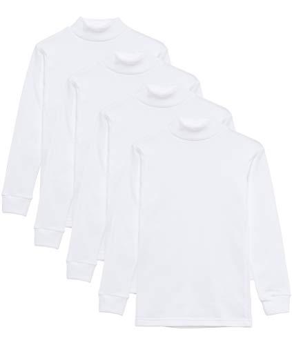 Channo Intimo Termico per Bambini, Collo Mezzo Cigno, Maniche Lunghe, Tinta Unita - Confezione da 4, Bianco, 6 Anni