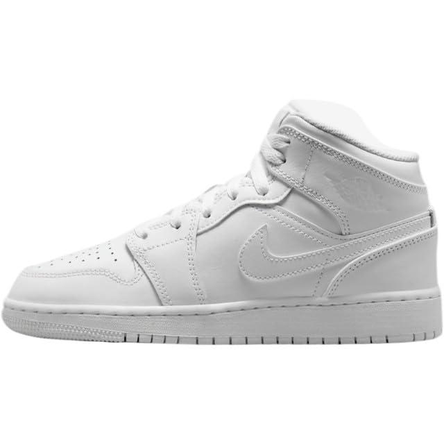 NIKE Air Jordan 1 Mid GS Grade Scuola Formatori Sneakers Scarpe Moda, bianco, 39 EU