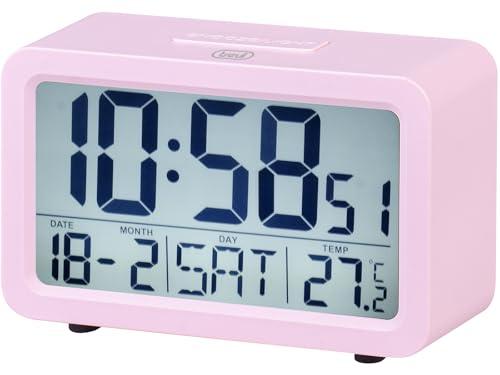 Trevi SLD 3P60 Orologio Digitale con Grande Display Retroilluminato e Termometro, Sveglia Programmabile, Funzione Snooze e Funzione Timer, Rosa