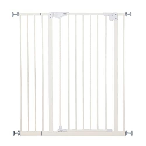 PawHut Cancelletto per Cani con 4 Viti Regolabili e Nastro Adesivo, Cancelletto di Sicurezza in Metallo e Plastica, 86x104.1 cm, Bianco