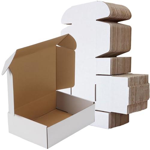 RLAVBL Scatole di Cartone, Scatoloni per Regalo 25.4x17.8x7.7cm,Scatole Portaoggetti Ondulate,Scatole Piatte di Cartone, Set di 25 Bianco