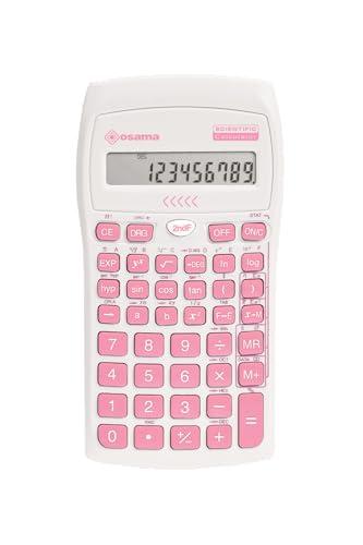 OSAMA - Calcolatrice Scientifica 56 Funzioni, 10 Cifre Mantissa e 2 Esponente, Cose per la Scuola con Custodia Scorrevole Valida per Esami di Stato - Materiale Scolastico per Back to School, Rosa