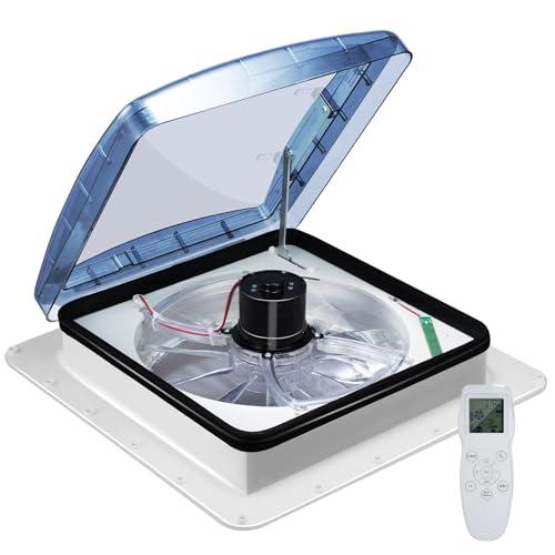 Ventilatore per tetto di camper, ventilatore di scarico per tetto di camper con sensore di pioggia impermeabile, silenzioso a 10 velocità, telecomando, 12V, (dimensioni di apertura: 40x40 cm)