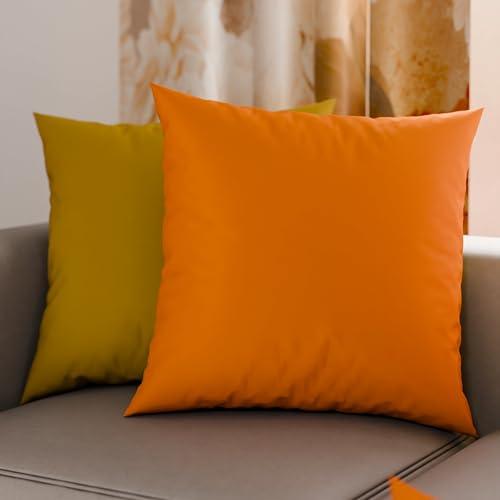 PETTI Artigiani Italiani - Coppia di Federe Cuscino 40x40 cm in Microfibra, Cuscini Arredo Camera da Letto, Divano, Set 2 Fodere Copricuscino, Federa Double Face Arancione Giallo