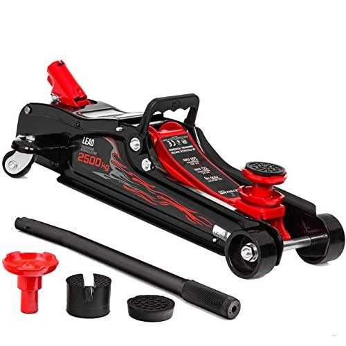 LEHMANN Cric a piombo per auto, cric a carrello idraulico, capacità di carico 2500 kg, cuscinetto in gomma, cambio gomme, cambio olio, per casa e officina, capacità di carico 2 tonnellate