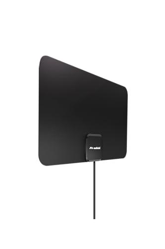 Meliconi Antenna TV Easy Fit, Amplificata, Ultra Slim, Compatibile DVB-T2 HEVC, DVB-T, DAB+, Filtro 4G/5G, Alimentazione USB 5V, Facile Installazione con Biadesivi Inclusi