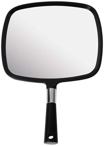 Mirrorvana Specchio portatile con manico a mano professionale per parrucchiere, barbiere, salone di bellezza e dentista (23 x 33 cm nero)