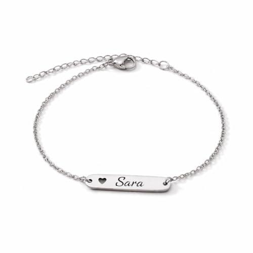 Bracciale Personalizzato con Nome in Acciaio Inossidabile – Incisione Nome o Testo a Scelta – Idea Regalo Donna Uomo – CollanaDream (Argento)