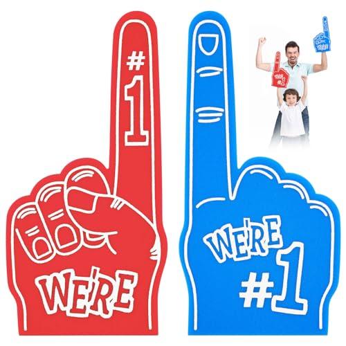 Aolso 2 Dita Giganti in Schiuma, Mano per Feste ed Eventi, Accessori per Appassionati di Sport, Cheerleading (Rosso & Blu)