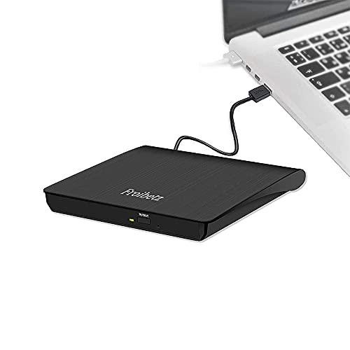 Froibetz Masterizzatore DVD CD Externo Unità USB 3.0 DVD-R CD-RW Dispositivo Lettore di Schede Portatile Ultra Slim External Disc con Mac/OS/XP/Win11/Win10/Win7/Win8 (Black)