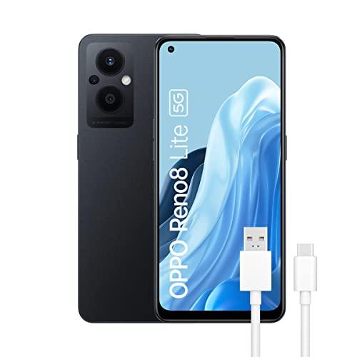 OPPO Reno 8 Lite 5G - Telefono cellulare libero, 8GB+128GB, fotocamera 64+2+2+16MP, Smartphone Android, Batteria 4500mAh, Ricarica Rapida 33W, Dual SIM - Nero