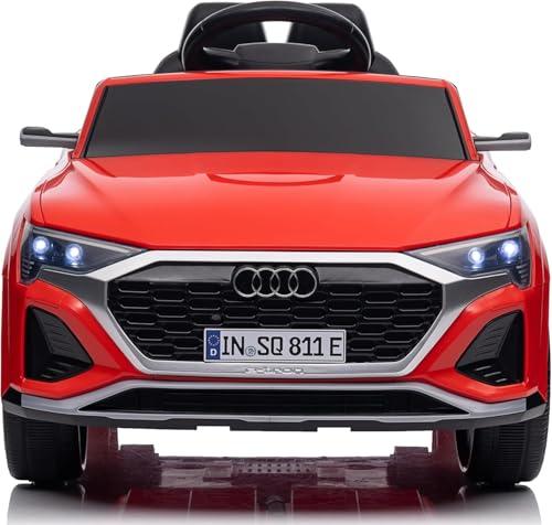 Macchina Elettrica per Bambini Audi SQ8 e-tron Sportback Telecomandata Auto Elettrica 12V con Cintura di Sicurezza a 5 Punti Porte Apribili (Rosso)
