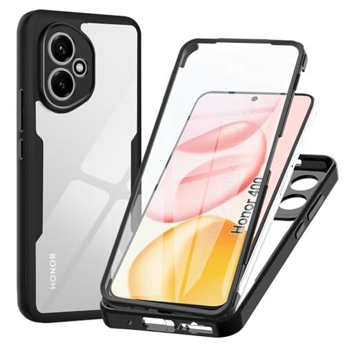 WeiCase Cover per Honor 400 5G Non applicabile a (Honor 400 Lite), Custodia Antiurto con Protezione dello Schermo Integrata, 360° Sottile Cover Transparente Silicone Custodia, Nero